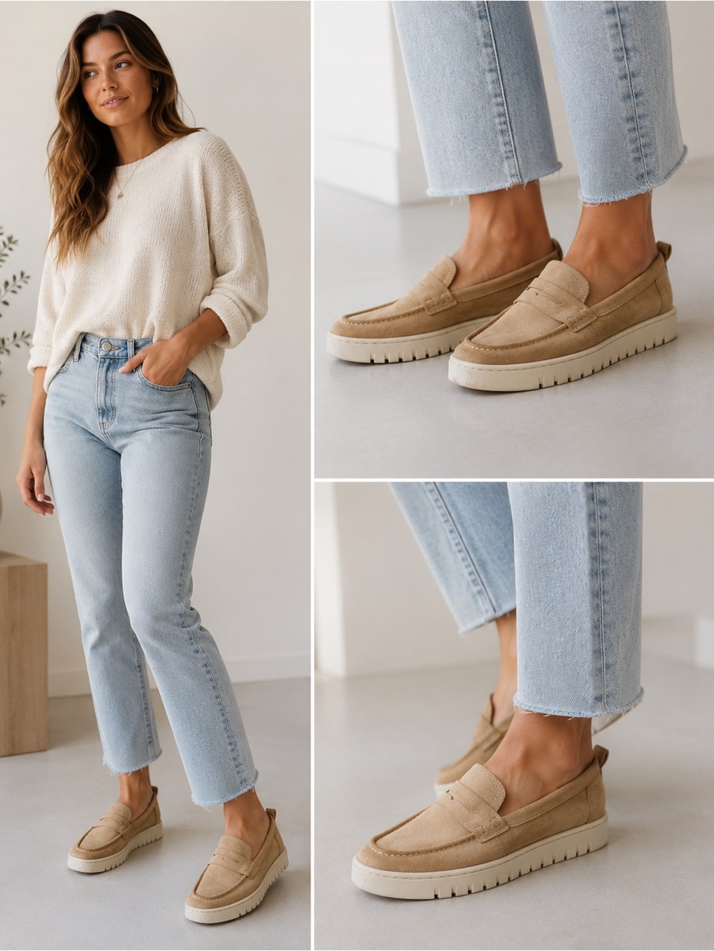 Vionic Uptown Suede Platform Loafers Tan Comfort Casual Shoes Women’s 9 Slipon